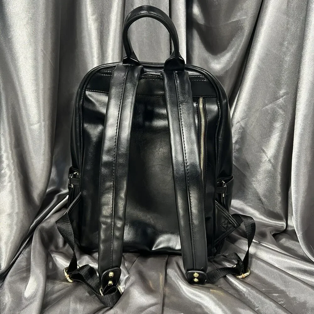 Ryla Ready Diaper‎ Bag Black Gold Hardware Insulated Bottle Backpack Minimalist